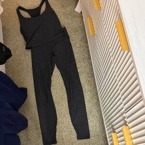fabletics Dark Grey Seamless Tank and Leggings Set XS